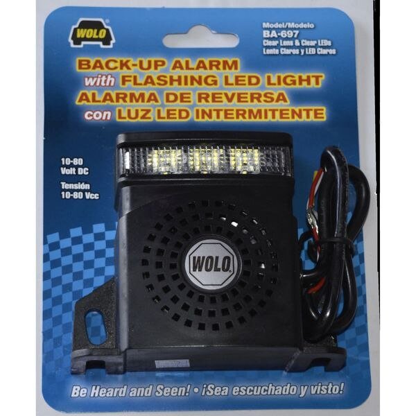 Back-Up Alarm, w/Single Flash, 1W, 97dB, WOLO, Mfr# BA-697